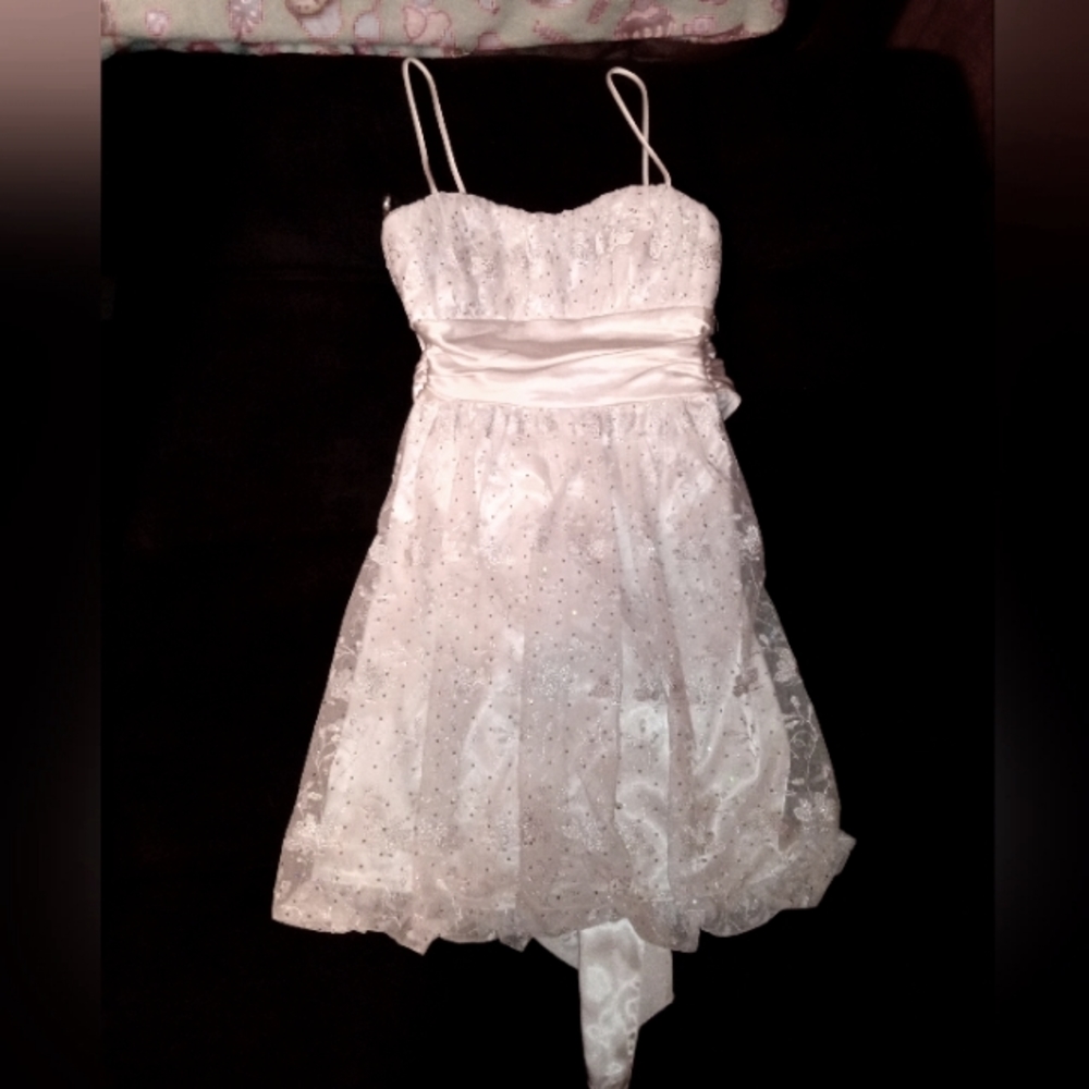 B Darlin White sequin dress